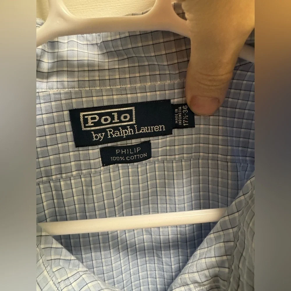 Men’s Polo by Ralph Lauren Long Sleeve Button Down Dress Shirt Size 17.5 - 36